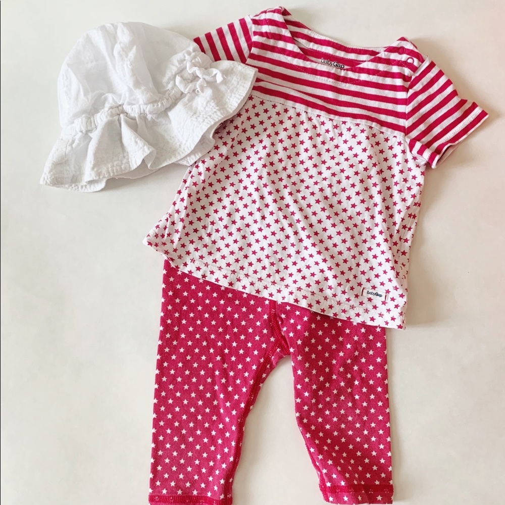 Gap Baby Girl Pink Stars and Stripes Summer Outfit